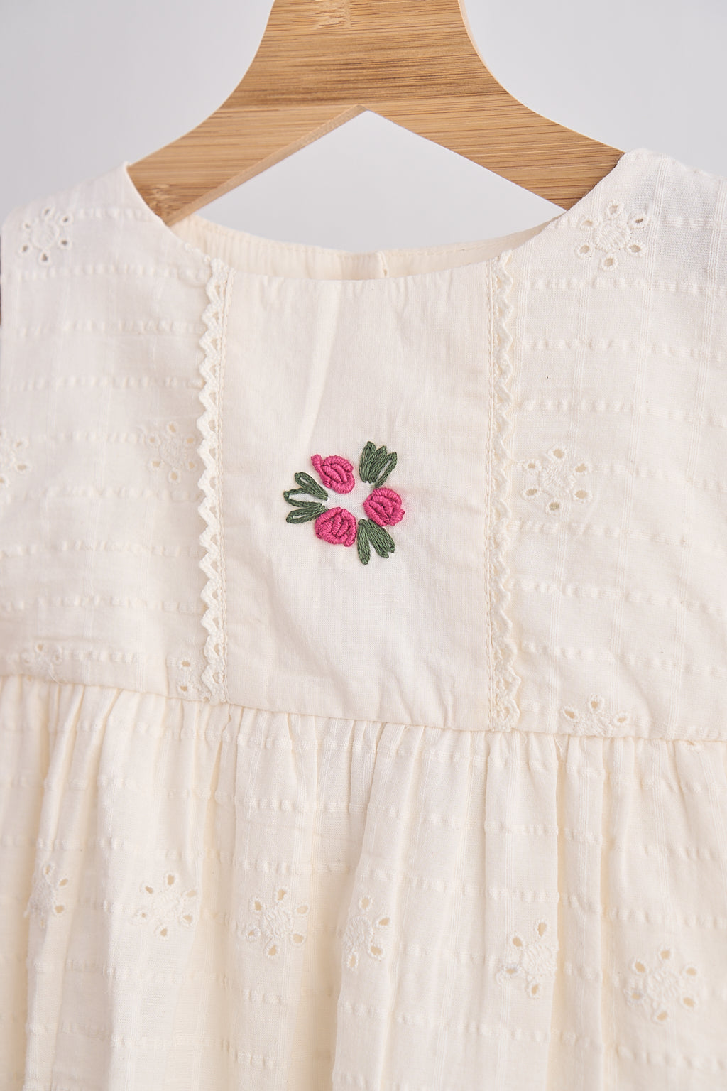 White hand embroidery lace dress - Giggles with Grace
