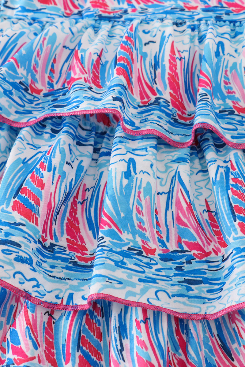 Blue sailboat serenade print mom&me dress - Giggles with Grace