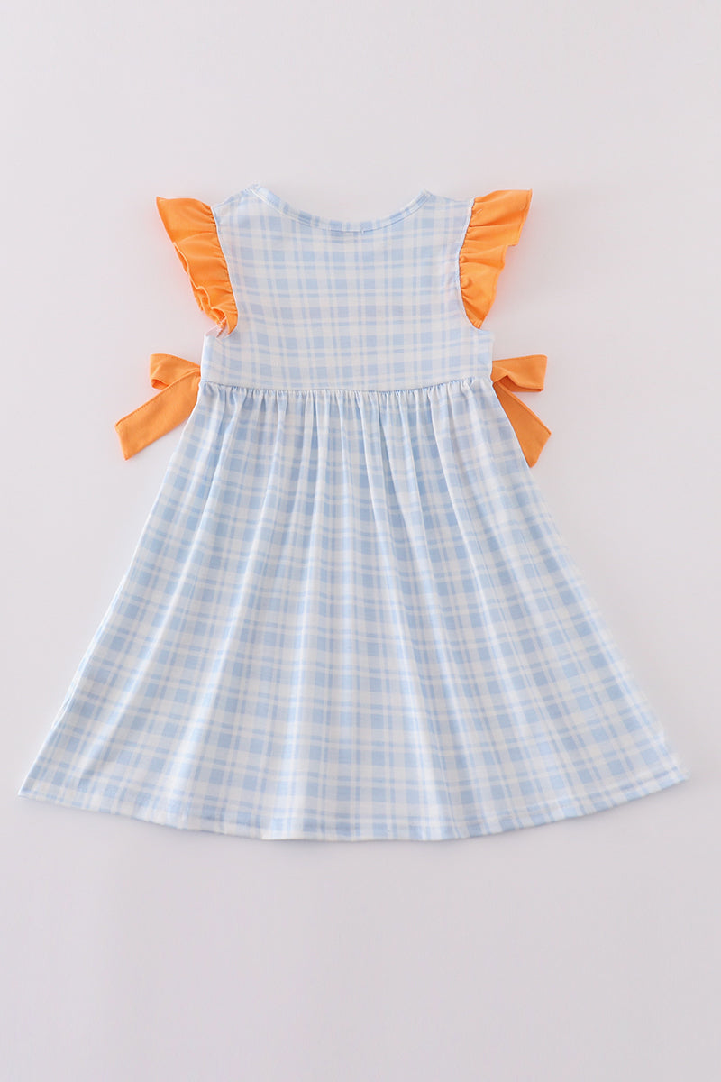 Farm embroidery girl plaid dress - Giggles with Grace