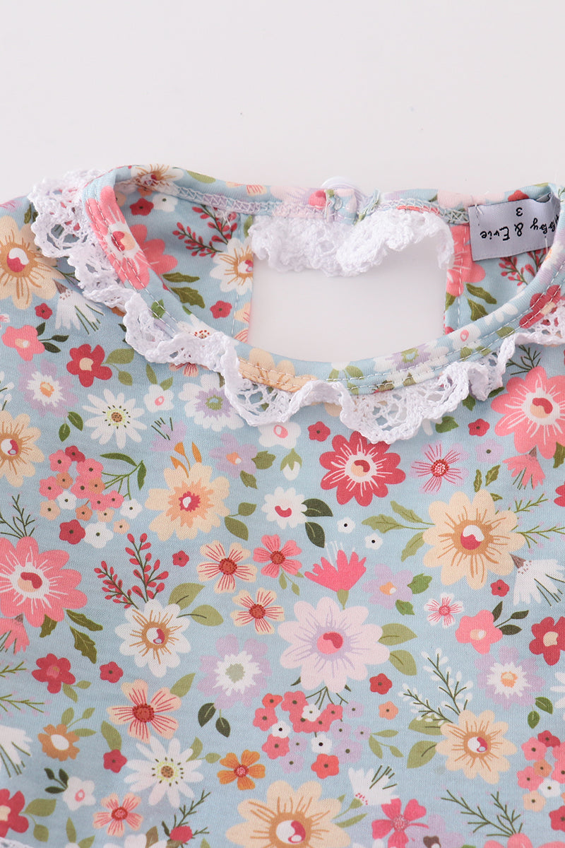 Green daisy print mom&me dress - Giggles with Grace