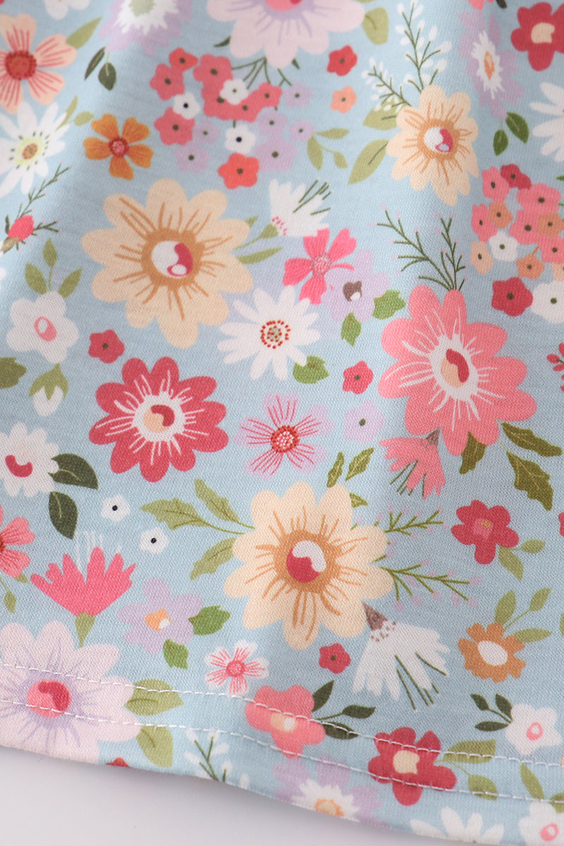 Green daisy print mom&me dress - Giggles with Grace