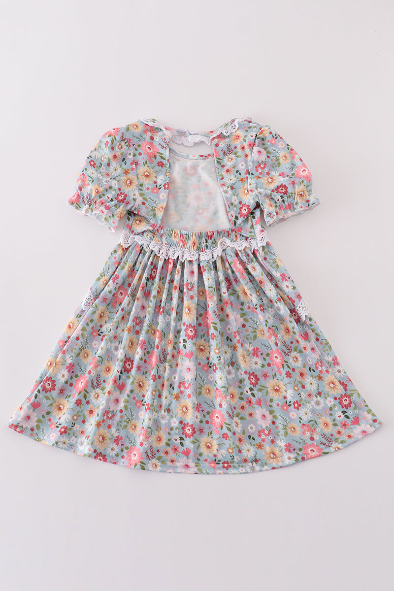 Green daisy print mom&me dress - Giggles with Grace