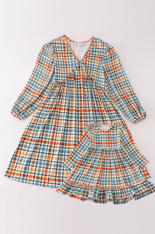 Green plaid mom&me dress - Giggles with Grace