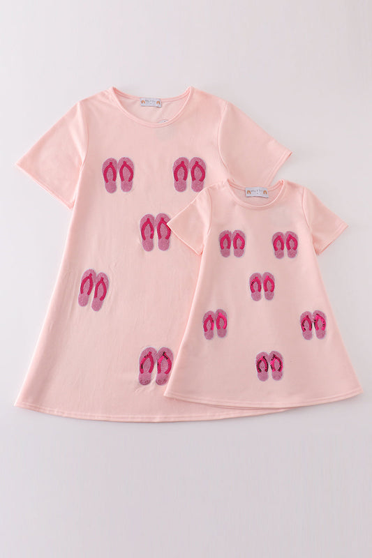 Pink slipper sequin mom&me dress - Giggles with Grace