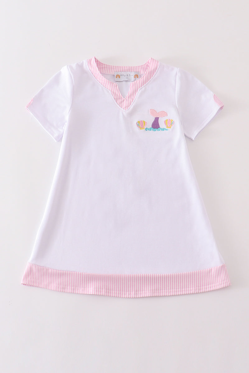 White mermaid embroidery cover up mom & me - Giggles with Grace