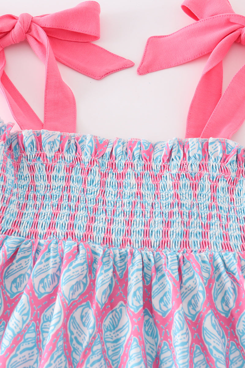 Blue ribbon lace charm smocked mom&me dress - Giggles with Grace