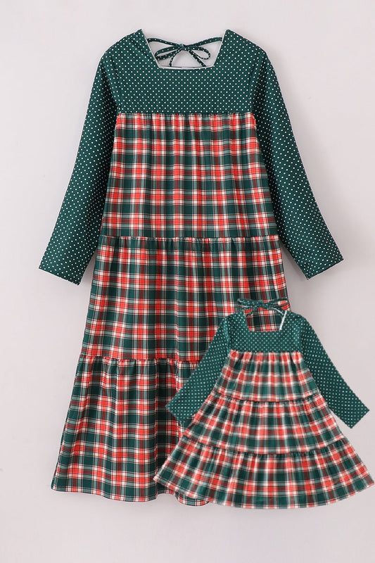 Forest merry christmas plaid mom&me dress - Giggles with Grace
