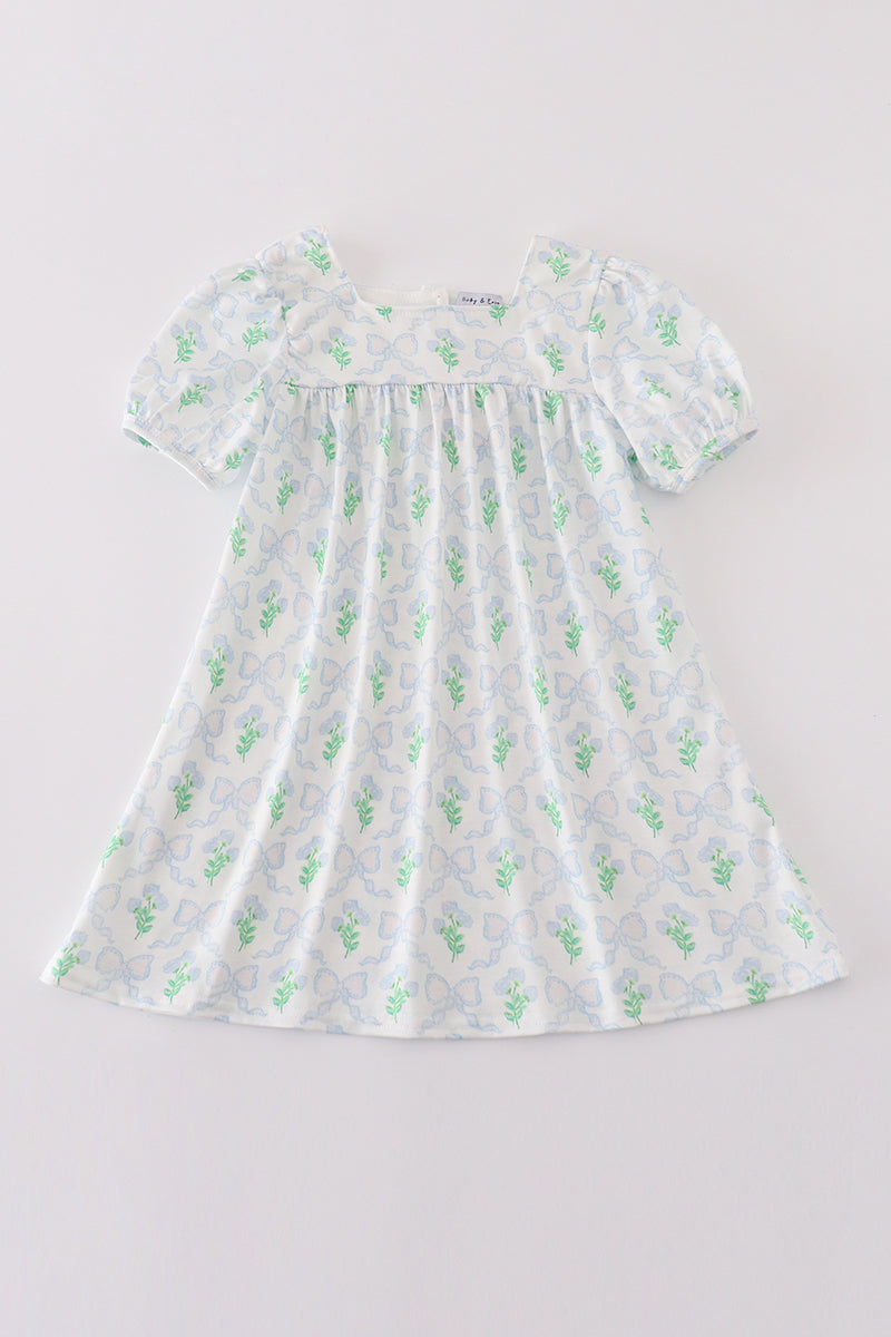 Green leaves bow print mom&me dress - Giggles with Grace