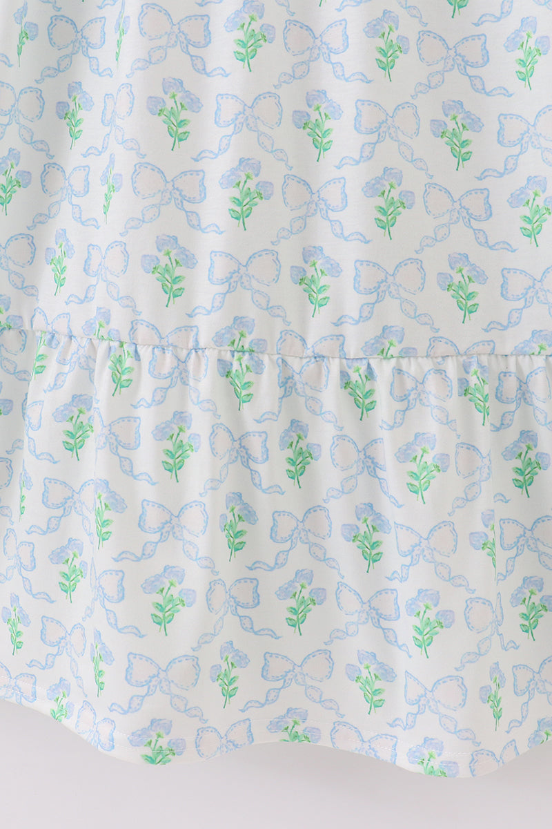 Green leaves bow print mom&me dress - Giggles with Grace