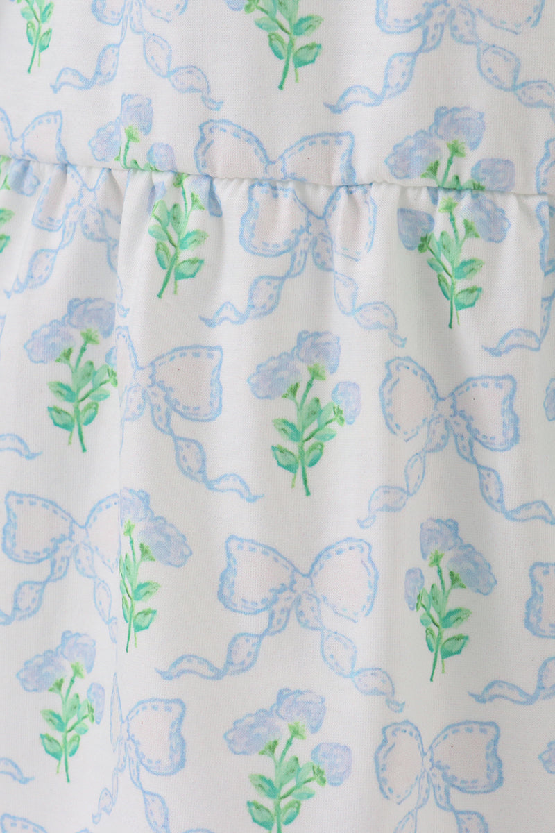 Green leaves bow print mom&me dress - Giggles with Grace