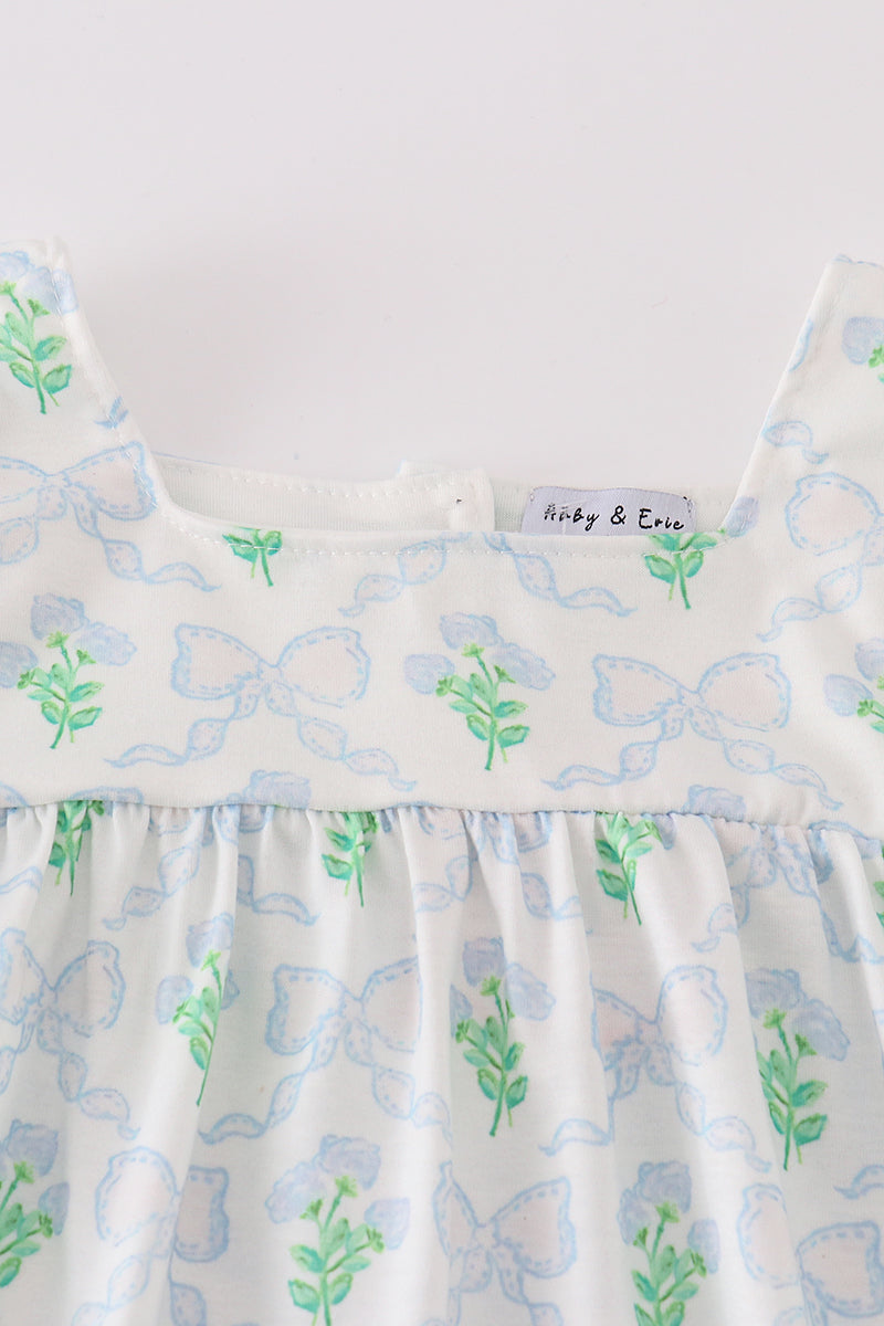 Green leaves bow print mom&me dress - Giggles with Grace