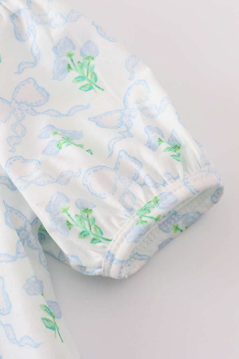 Green leaves bow print mom&me dress - Giggles with Grace