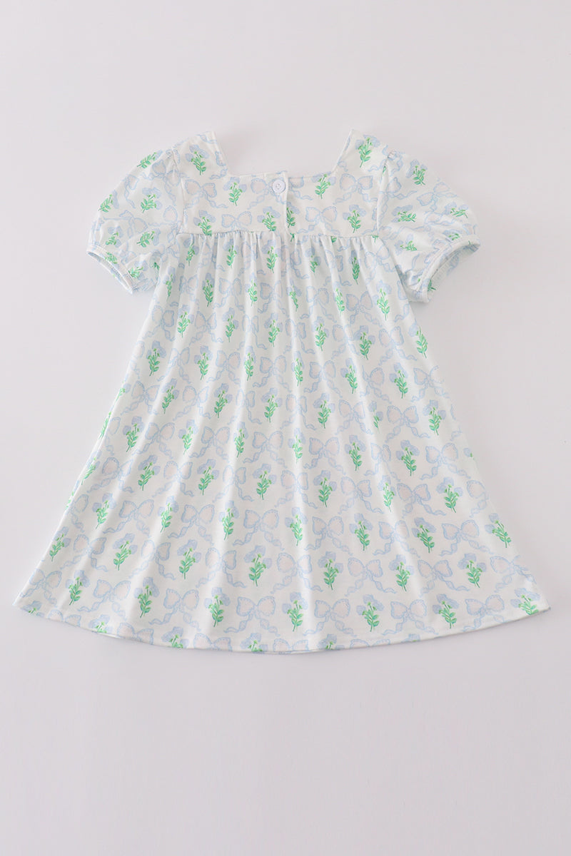 Green leaves bow print mom&me dress - Giggles with Grace
