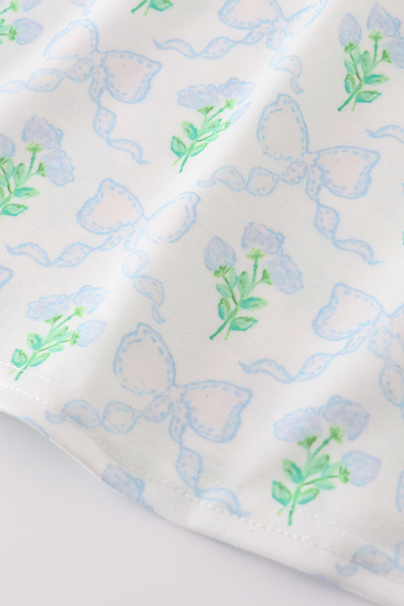Green leaves bow print mom&me dress - Giggles with Grace