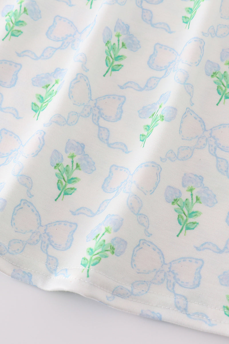 Green leaves bow print mom&me dress - Giggles with Grace