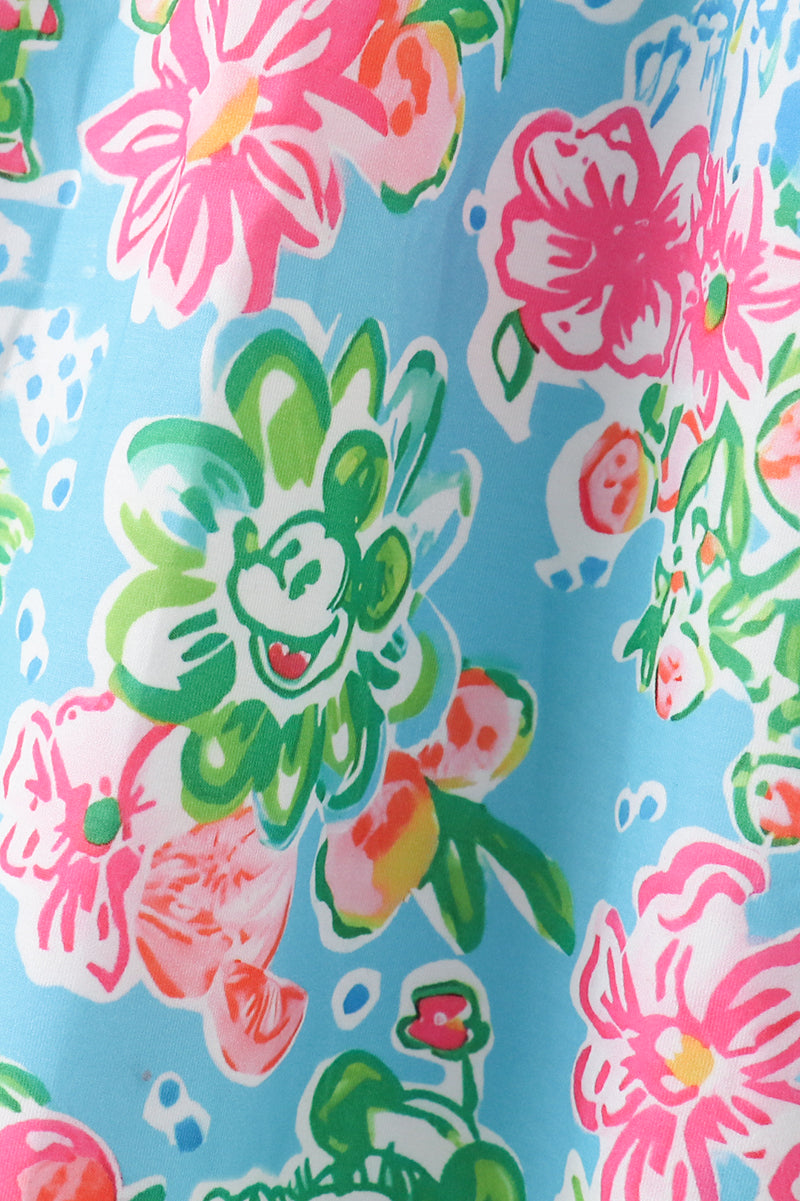 Pink floral character print mom dress - Giggles with Grace