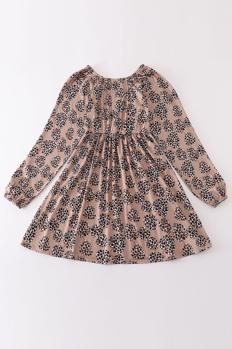 Leopard botanical print women dress - Giggles with Grace