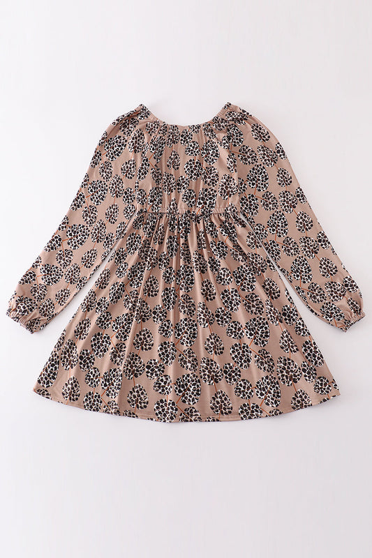 Leopard botanical print women dress - Giggles with Grace