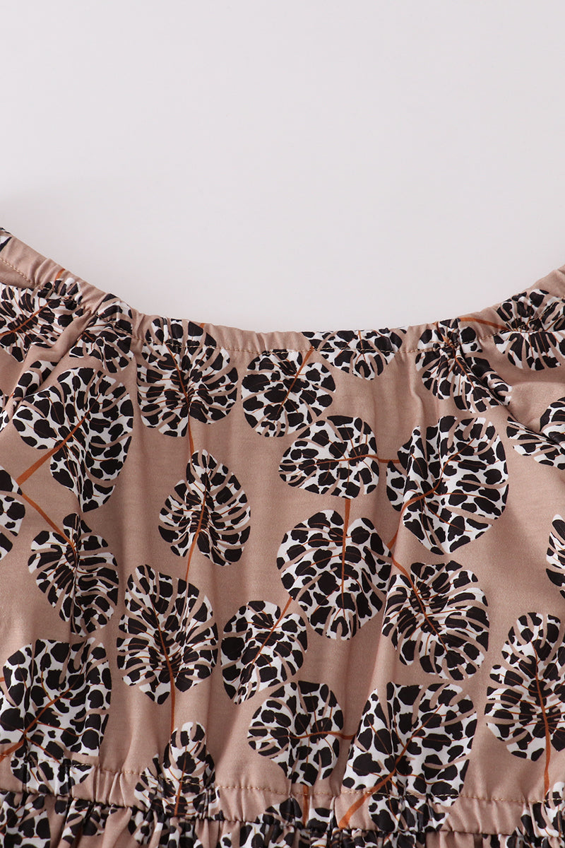 Leopard botanical print women dress - Giggles with Grace