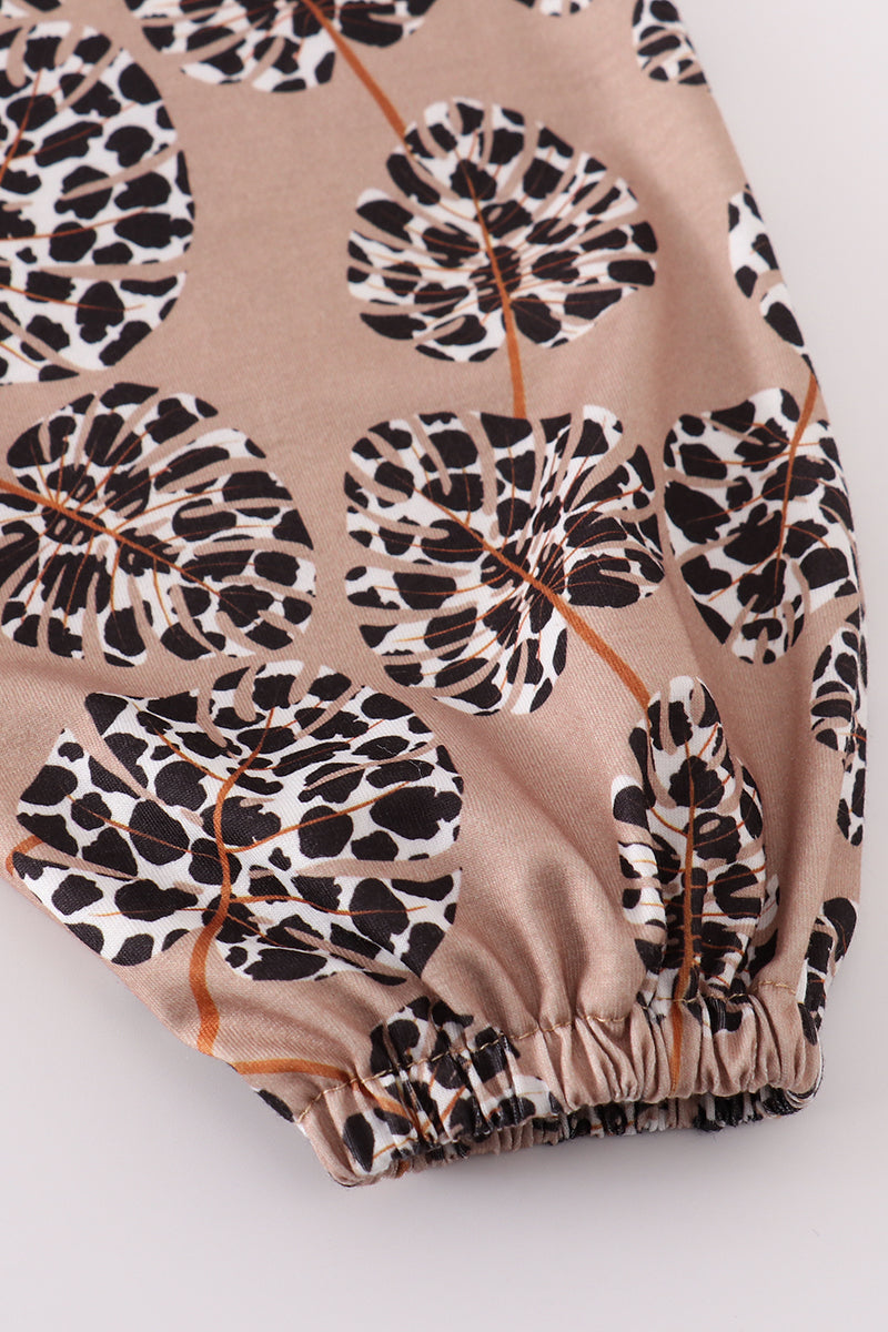 Leopard botanical print women dress - Giggles with Grace