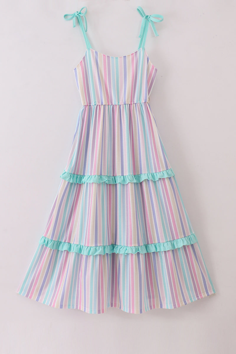 Multicolored stripe tiered mom dress - Giggles with Grace