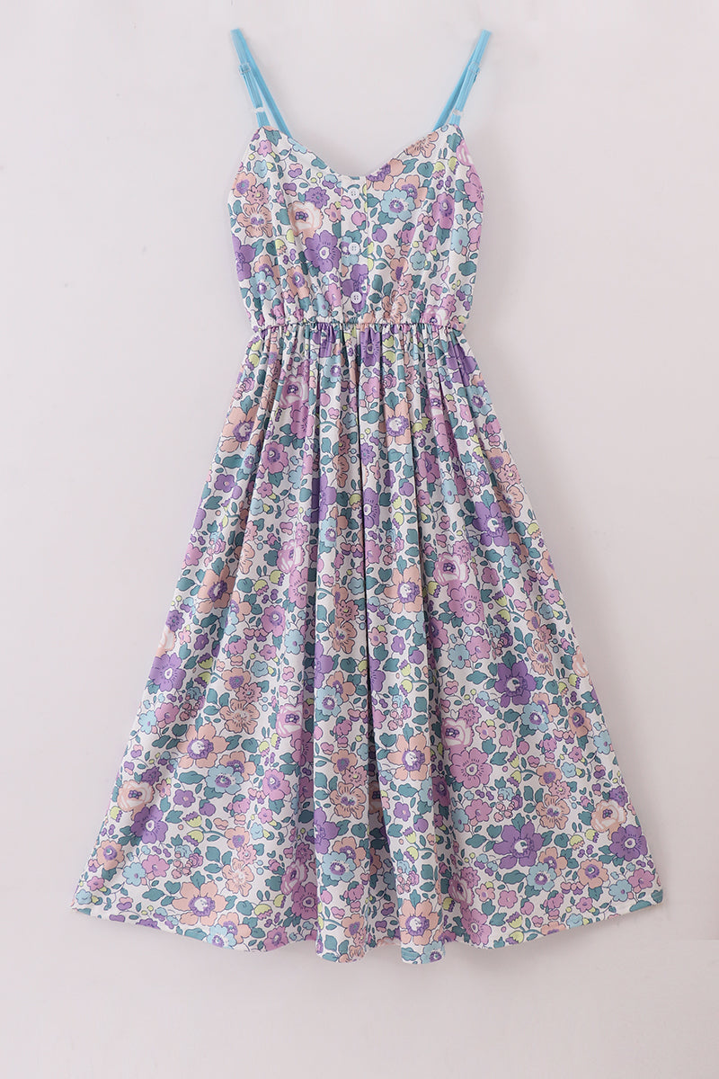 Purple floral women dress - Giggles with Grace