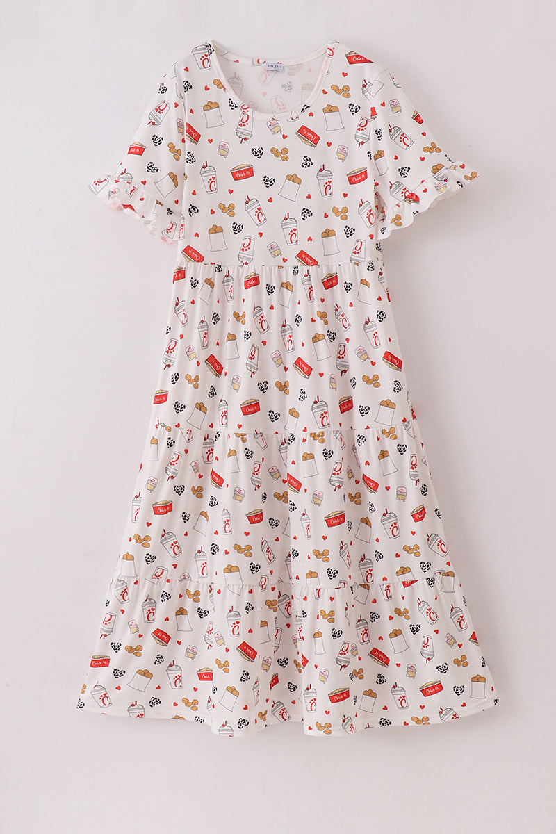 Red the lord's chicken print mom dress - Giggles with Grace