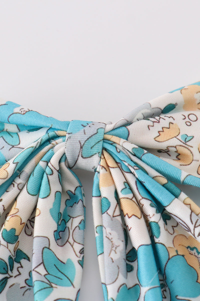 Blue aqua meadow girl sailor bow - Giggles with Grace