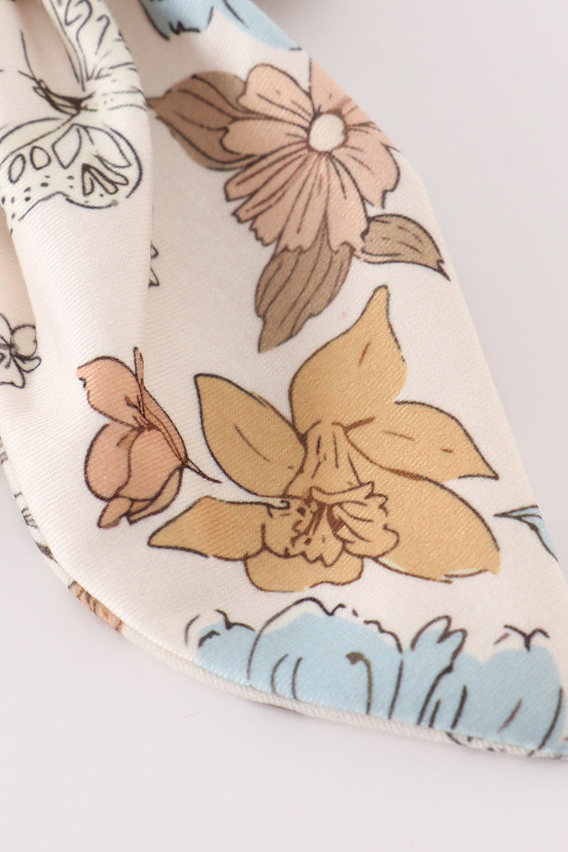 Floral print 1pc hair bow - Giggles with Grace