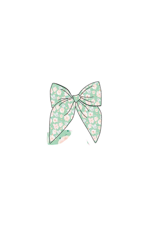 Green floral print girl sailor bow - Giggles with Grace