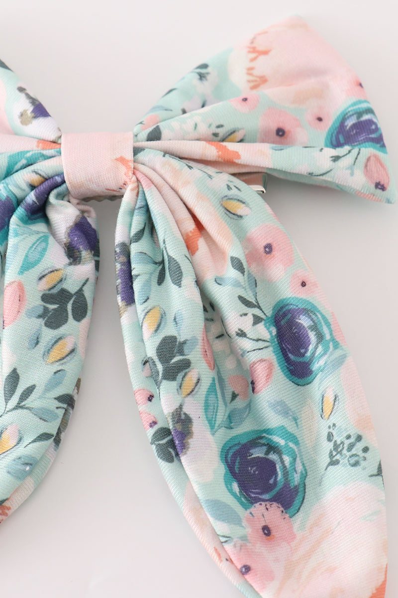 Green garden serenity print girl sailor bow - Giggles with Grace