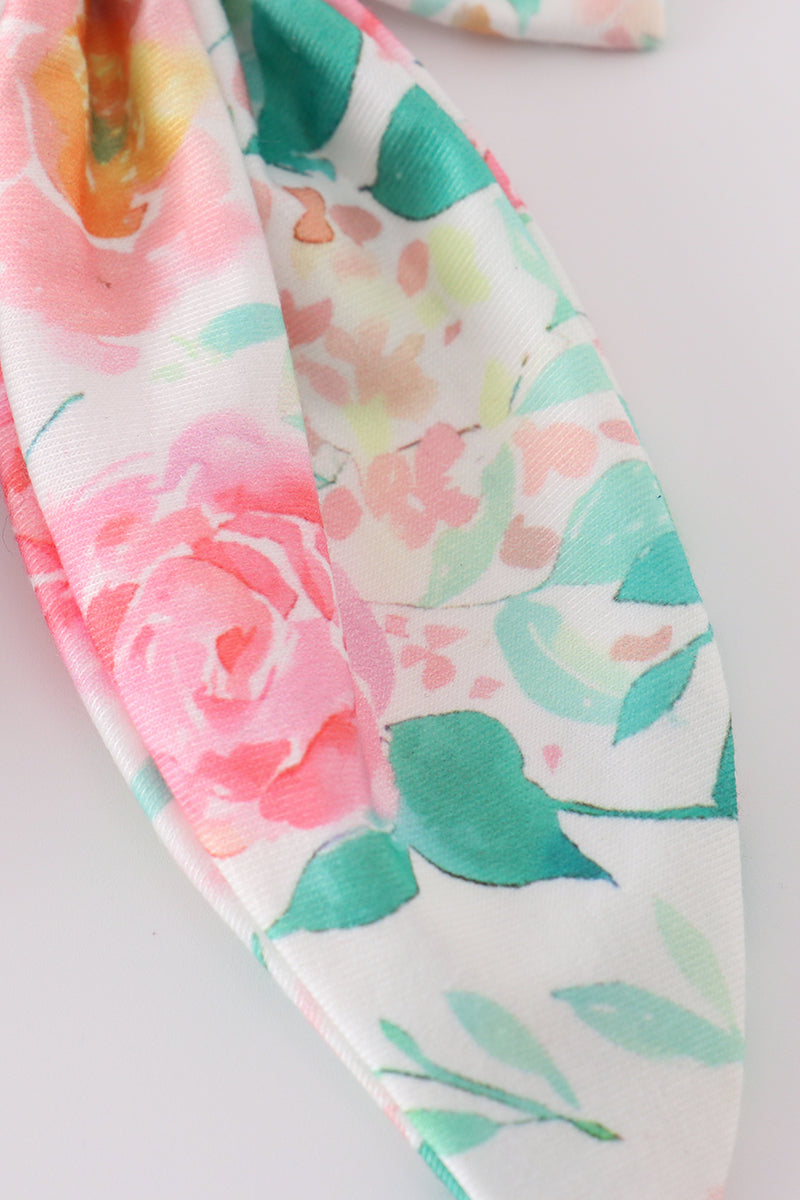 Pastel petal charm print girl sailor bow - Giggles with Grace