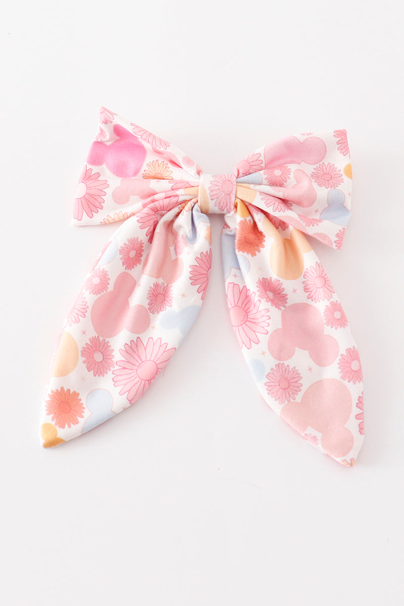 Pink character print hair sailor bow - Giggles with Grace