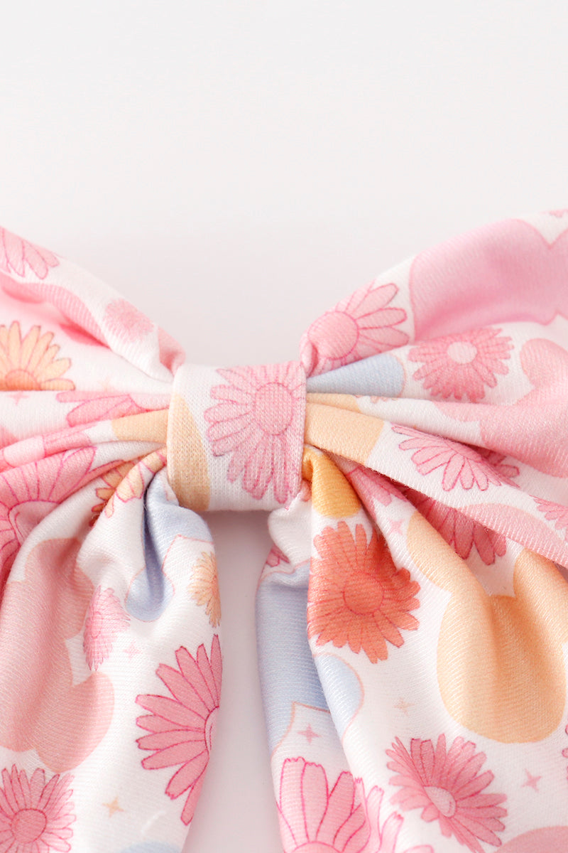 Pink character print hair sailor bow - Giggles with Grace
