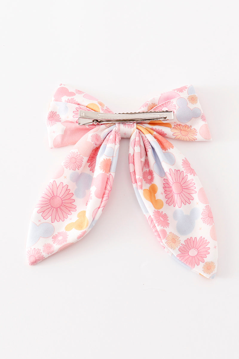Pink character print hair sailor bow - Giggles with Grace
