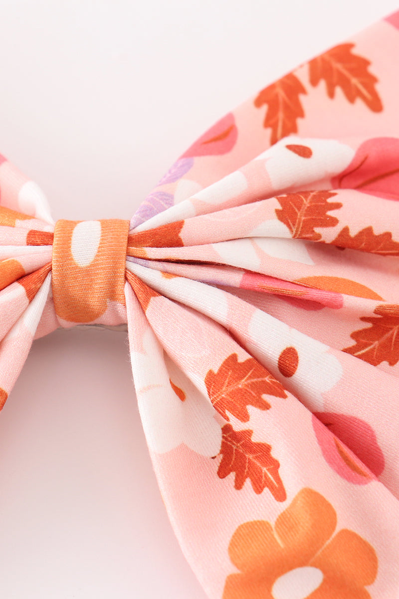 Pumpkin floral print 1pc hair bow - Giggles with Grace