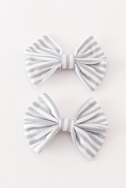 Stripe piggie hair bow - Giggles with Grace