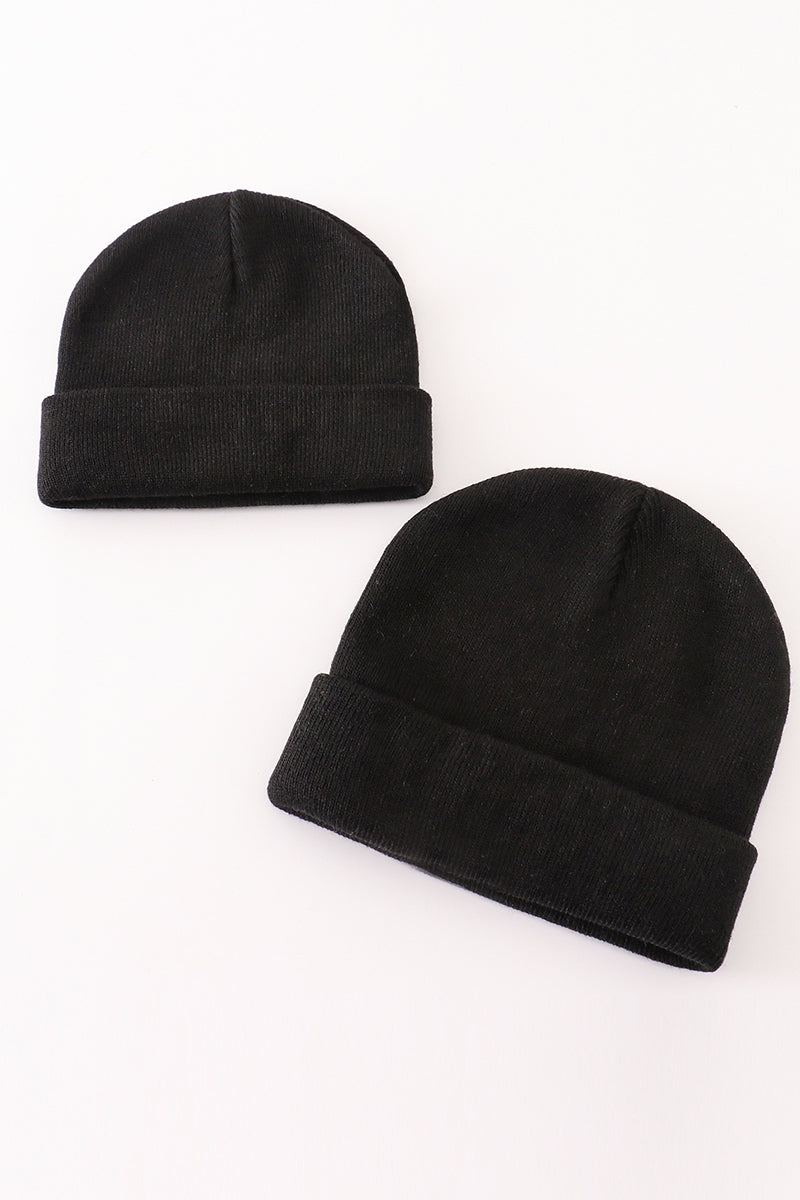 Black ribbed basic knit beanie - Giggles with Grace