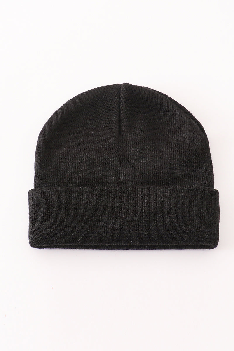 Black ribbed basic knit beanie - Giggles with Grace