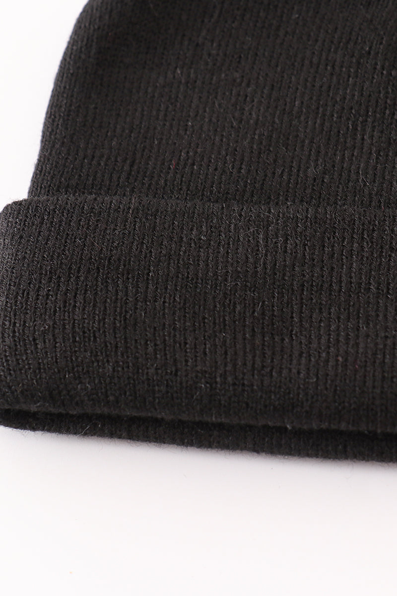 Black ribbed basic knit beanie - Giggles with Grace