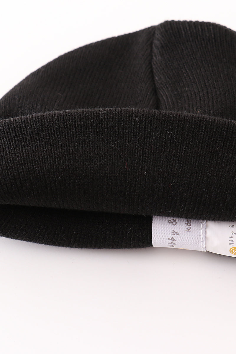 Black ribbed basic knit beanie - Giggles with Grace