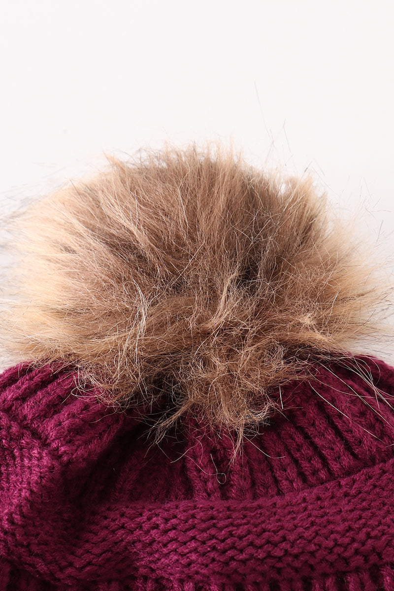 Violet pompom cable beanie - Giggles with Grace