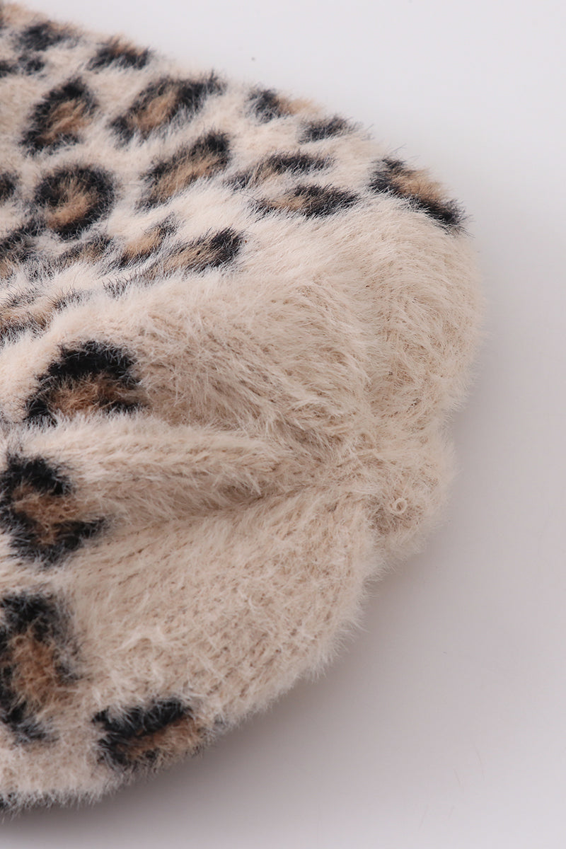 Beige leopard beanie hat toddler adult - Giggles with Grace