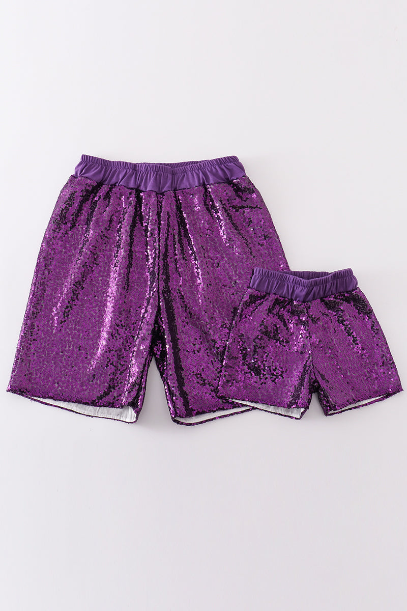 Purple sequin mardi gras mom&me skorts - Giggles with Grace