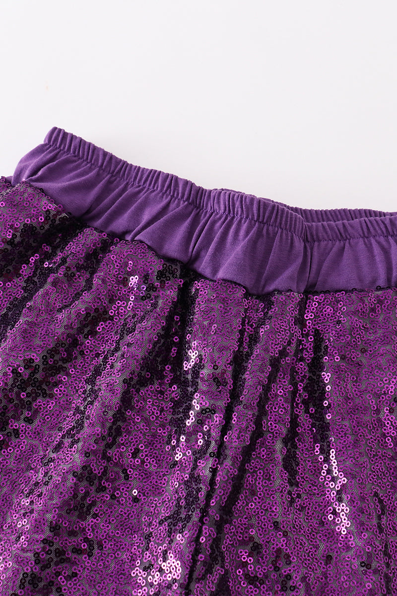 Purple sequin mardi gras mom&me skorts - Giggles with Grace