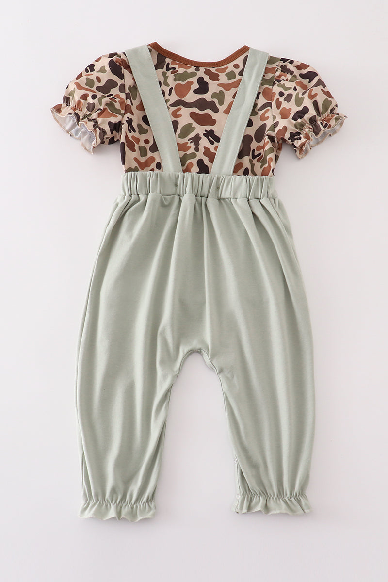 Camouflage deer applique girl romper set - Giggles with Grace