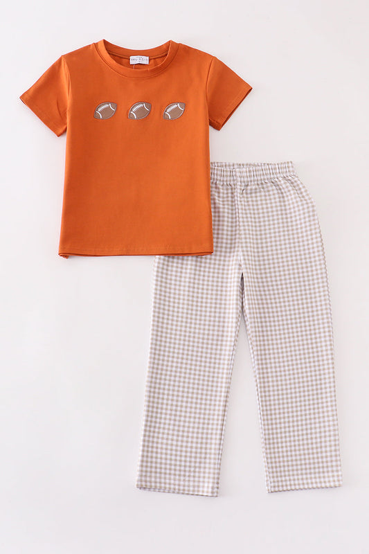 Premium Carmel football embroidery boy set - Giggles with Grace