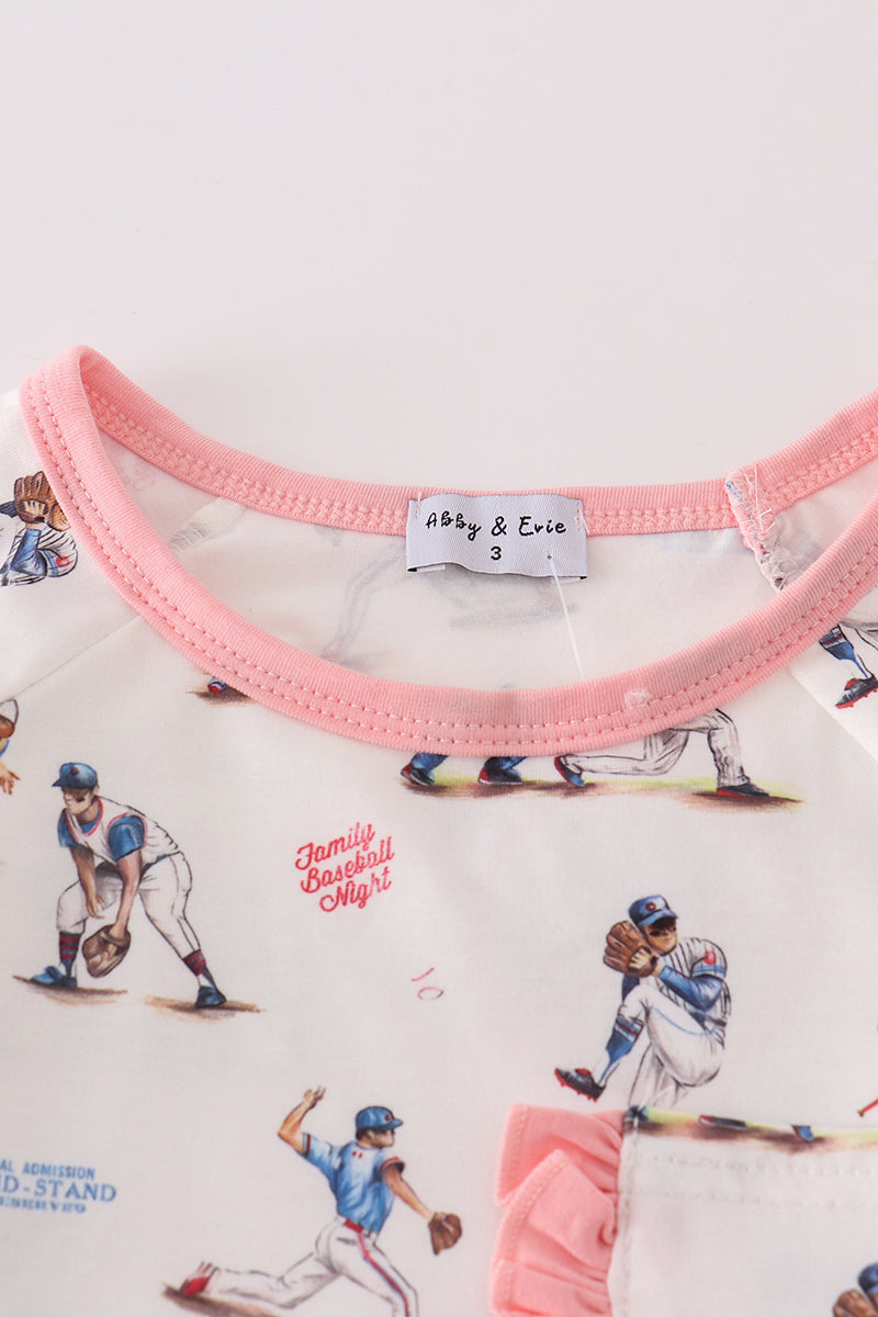 Baseball print girl pajam set - Giggles with Grace