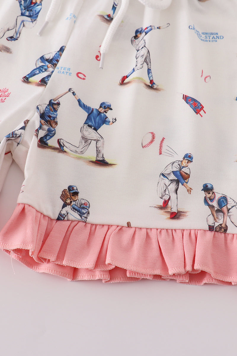 Baseball print girl pajam set - Giggles with Grace