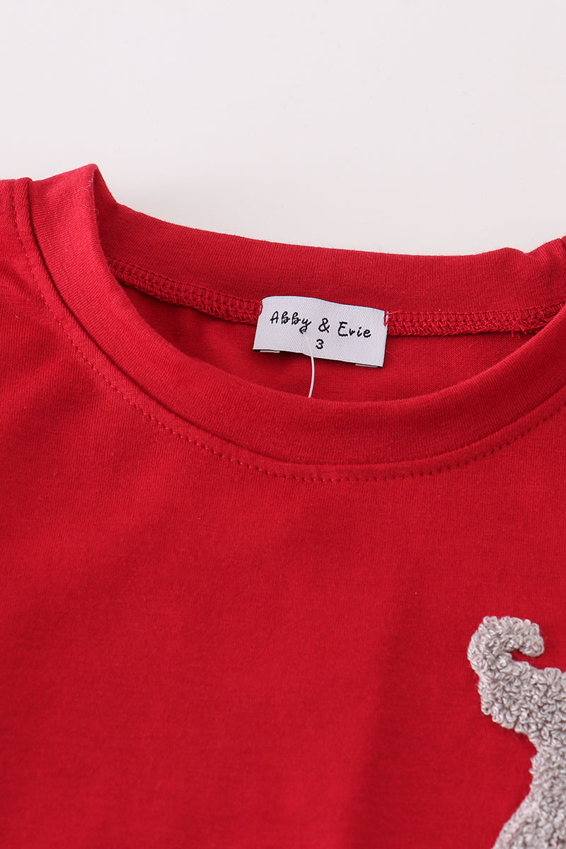 Maroon Alabama french knot boy set - Giggles with Grace